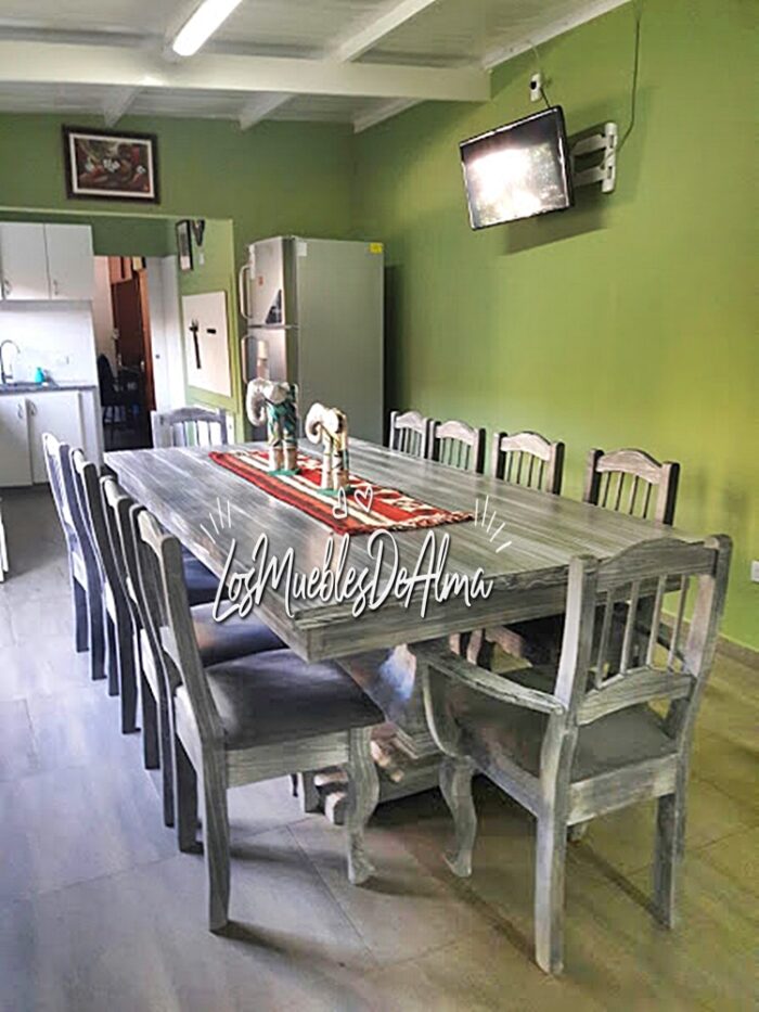 Mesa De Quincho Restoration 2,40X1,00+ 8 Sillas y Dos Sillones Frances - Imagen 6