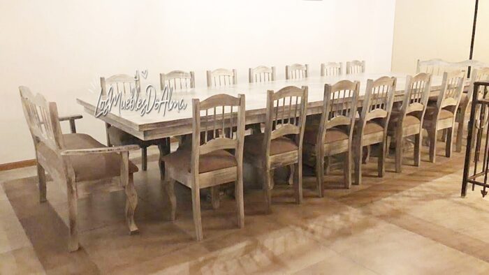 Mesa Restoration De 5,00X1,20+14 Sillas y Dos Sillones Dobles Frances - Imagen 5