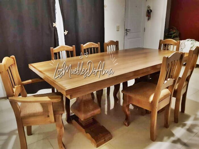 Mesa Quincho Restoration 2,00X1,00+6 Sillas y Dos Sillones Frances - Imagen 6