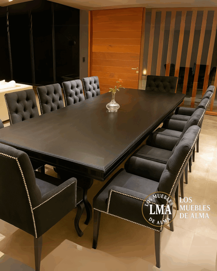 Mesa de 3,00x120 Restoration Con Faldon +10 sillas Vestida y Dos Sillones Capitone - Imagen 2