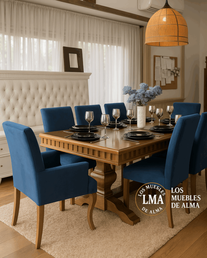 Mesa en Restoration de 2,00 x 1.00 con patas copas de madera o Minimalista - Imagen 2