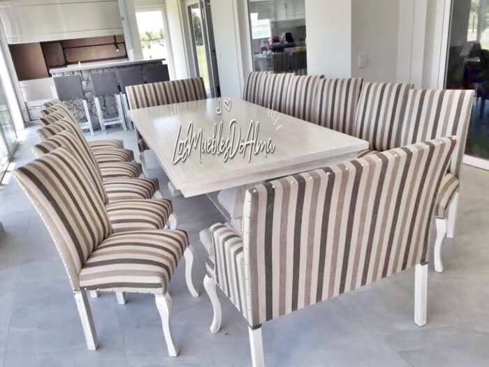 Mesa Restoration de 3,00x1,20 Con Faldón +10 Sillas Simple y 2 Sillones Dobles - Imagen 8