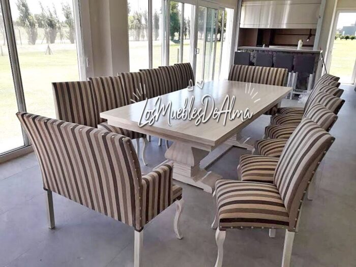 Mesa Restoration de 3,00x1,20 Con Faldón +10 Sillas Simple y 2 Sillones Dobles - Imagen 9