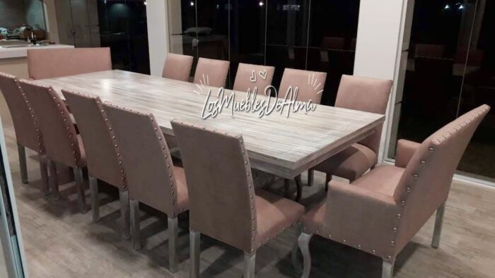 Mesa Restoration de 3,00x1,20 Con Faldón +10 Sillas Simple y 2 Sillones Dobles - Imagen 5