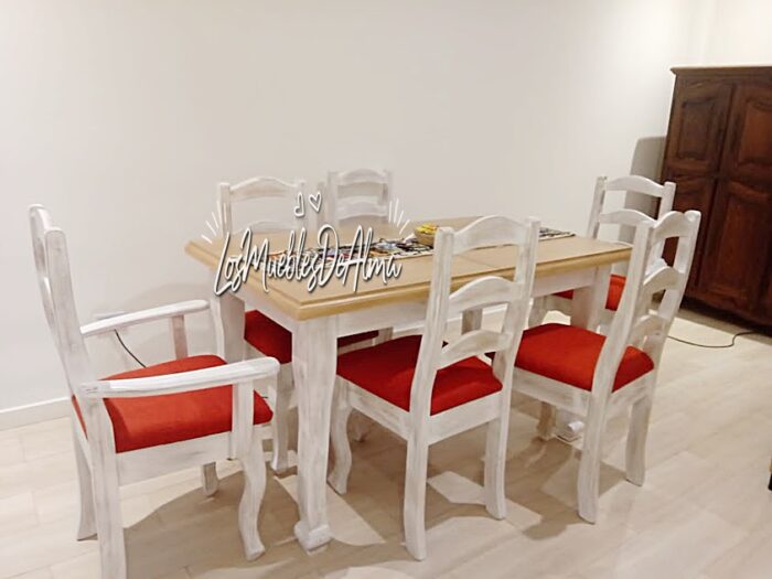 Mesa Extensibles Provenzal 1,60x90+6 Sillas María Provenzal Asiento Tapizados - Imagen 4