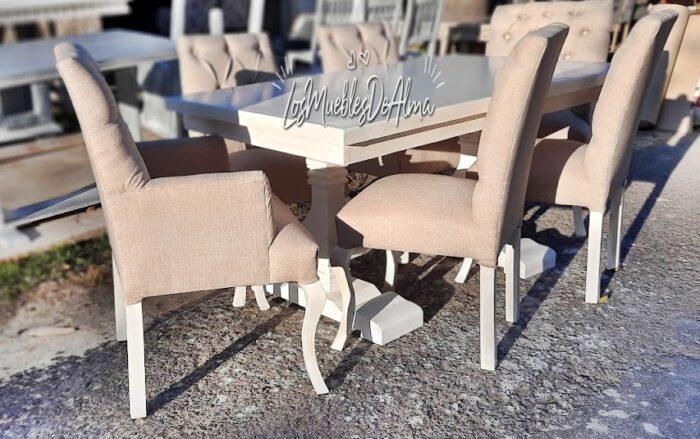 Mesa Restoration de 1,60x90 con 6 Sillas Vestidas Capitone - Imagen 4