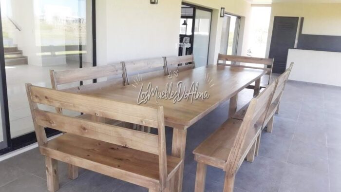 Mesa De Quincho de 3,00x 1,20 +8 Bancos Con Respaldo - Imagen 4