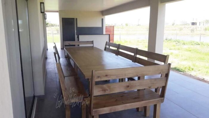 Mesa De Quincho de 3,00x 1,20 +8 Bancos Con Respaldo - Imagen 5
