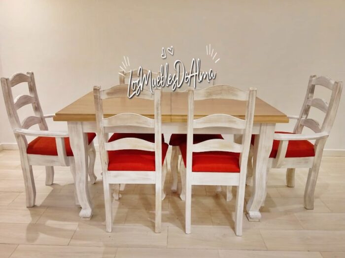 Mesa Extensibles Provenzal 1,60x90+6 Sillas María Provenzal Asiento Tapizados - Imagen 2